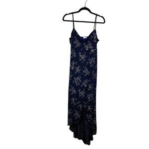 Charlotte Russe‎ High Low Maxi Dress Sz L Y2K Floral Glitter Babydoll Whimsigoth
